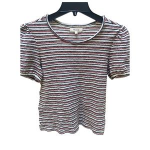 Madewell Striped Ruffle-Sleeve Top - Size S